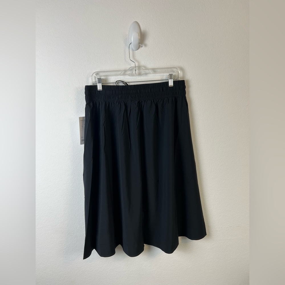 Athleta Arrival Black A-line Work Vacation Travel Elastic Waist Drawstring Skirt - Picture 3 of 16